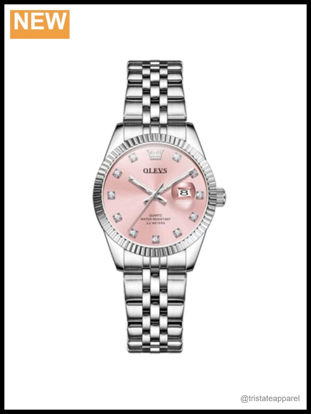 Women's Stainless Steel Diamond Dial Dress Watch Quartz Analog Small Face